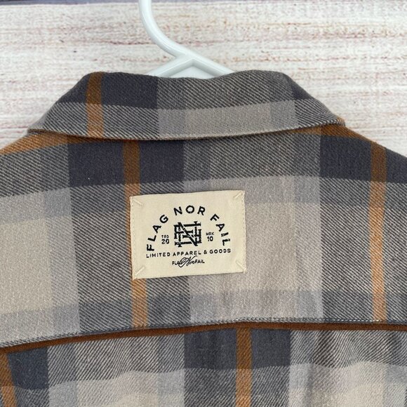 Flag Nor Fail Forever Collection Plaid Flannel Shirt Women's Medium‎ Gray/Tan - Picture 3 of 12